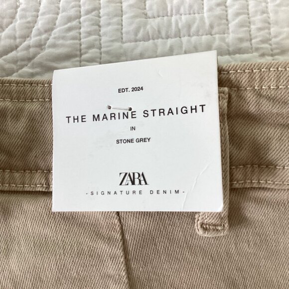 NWT Zara The Marine Straight Womens Stone Grey Pants Size 6 - Picture 5 of 14